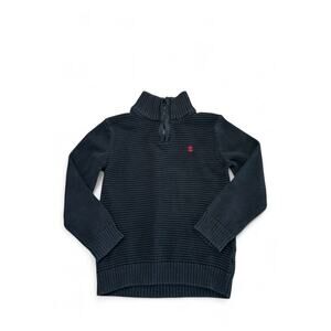 IZOD Boys Black Long Sleeve Sweater 1/4 Zip Pullover Size Small 6/7